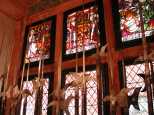 A bunch of halberds, nicely displayed