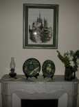 Fireplace mantle and decorations