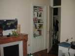 Built in shelves and door transom