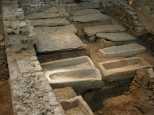 Crypts on the outside of the main church area