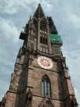 The front tower with restoration scaffolding