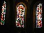 Great stained glass in the old church in Montmarte