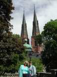 Looking at the cathedral from in front of the university library