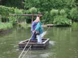 Charlotte and I try the pull boat across the canal