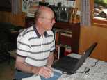Roy hard at work on the PC, using IM mostly