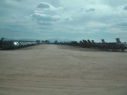 Rows of copters interspersed with rows of transports