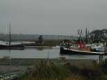 Fisherman sculture in the bay at Eureka