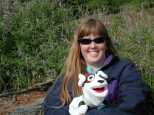Caroline walks Socks in the Lupine