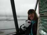 Caroline and Socks at the light